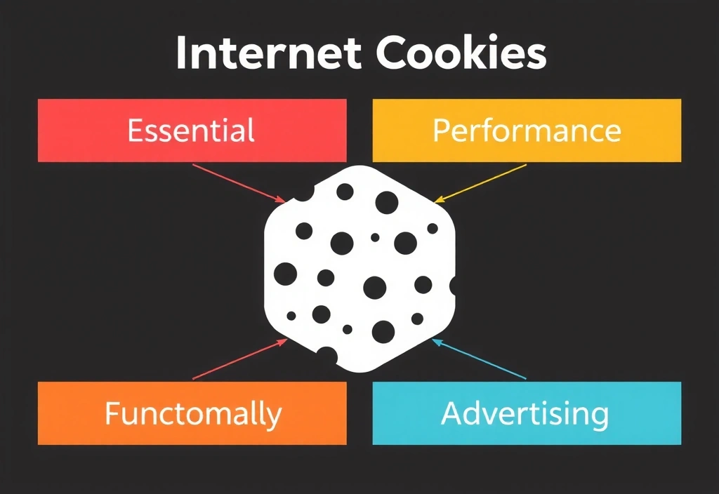 Representación visual de diferentes tipos de cookies y su función en la web